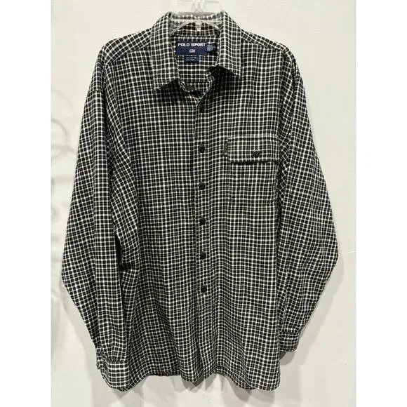 Vintage Polo Sport Ralph Lauren Plaid Shirt Wool Blend Mens SIze XL Gorpcore - Picture 1 of 5